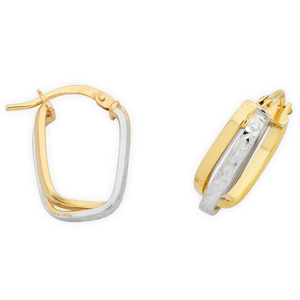 9ct Yellow Gold Silver Filled Square Hoops