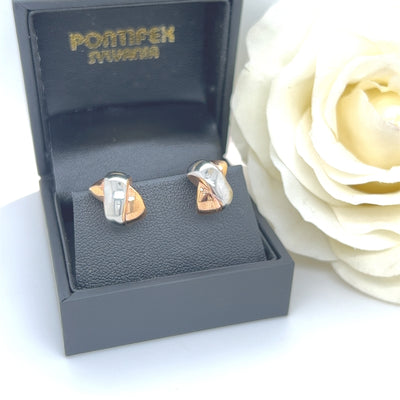 9ct Rose & White Gold X Style Stud Earrings