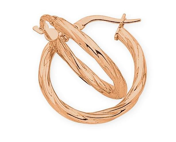 9ct Rose Gold Silver Filled Twist Hoops