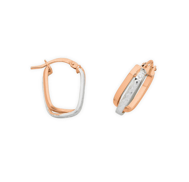 9ct Rose Gold Silver Filled Square Hoops