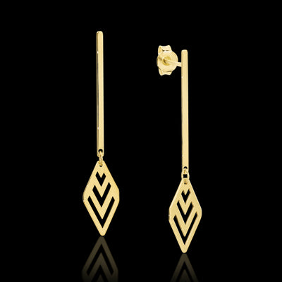 9ct Yellow Gold Diamond Shape Drop Earrings