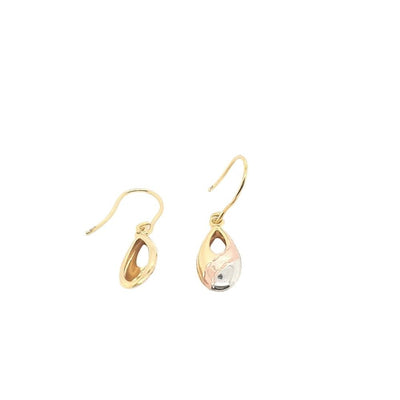 9ct Gold Long Oval Hook Earrings