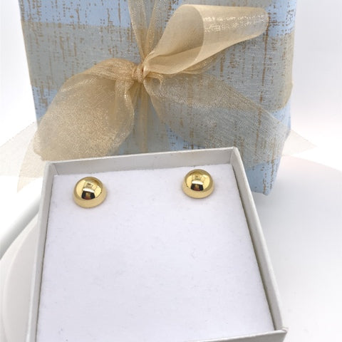 9ct Yellow Gold Dome Stud Earrings.
