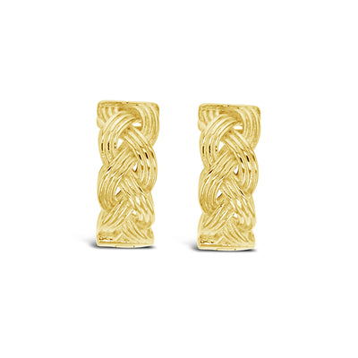 9ct Yellow Gold Braided Huggie Earrings.