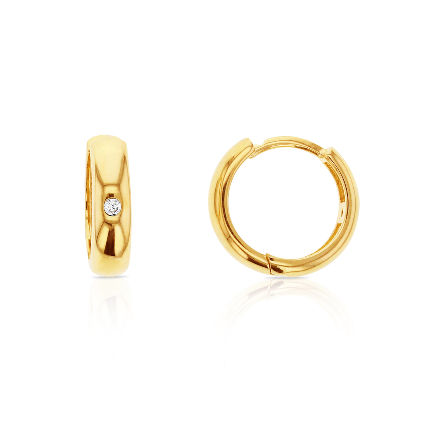 9ct Gold Small Huggie Earring with Single CZ