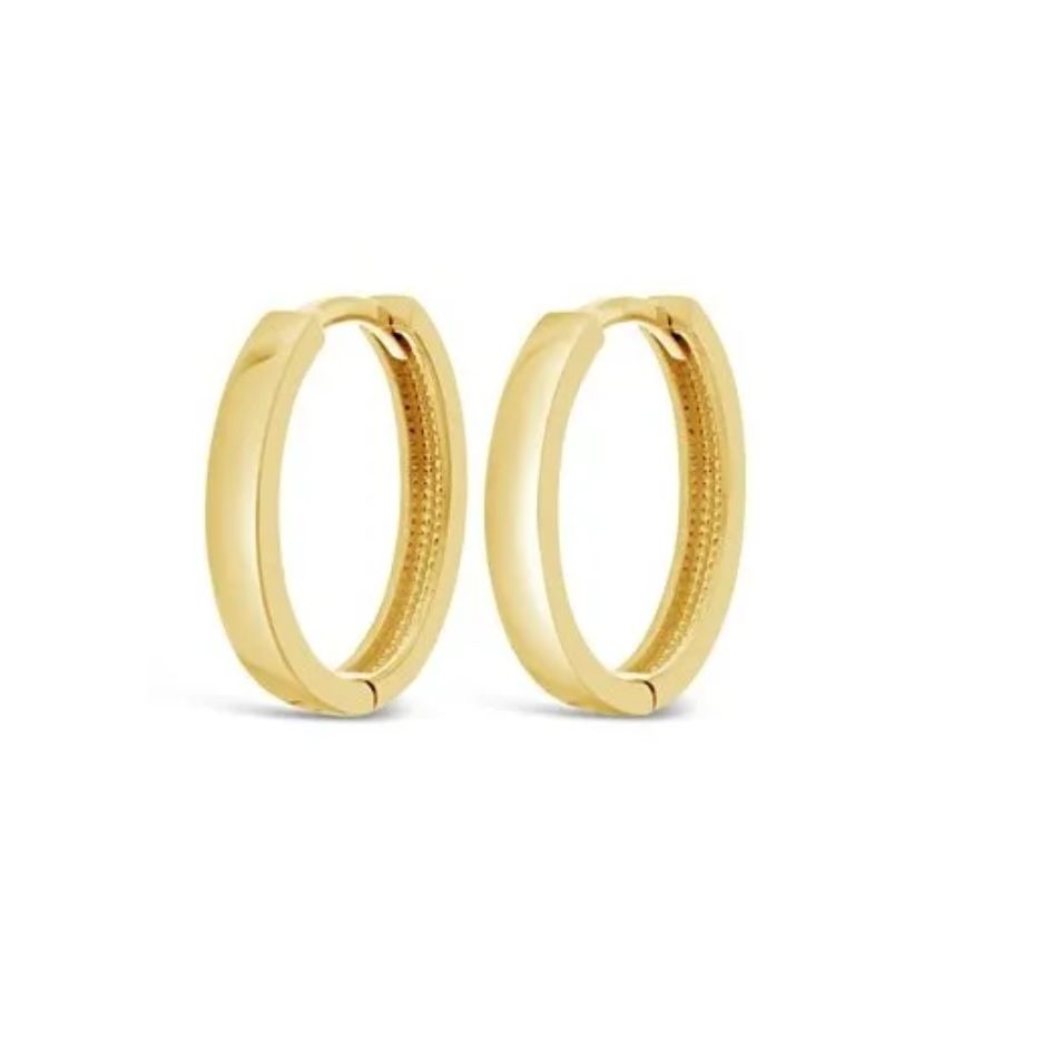 9ct Yellow Gold Oval Flat Profile Huggie – Pontifex