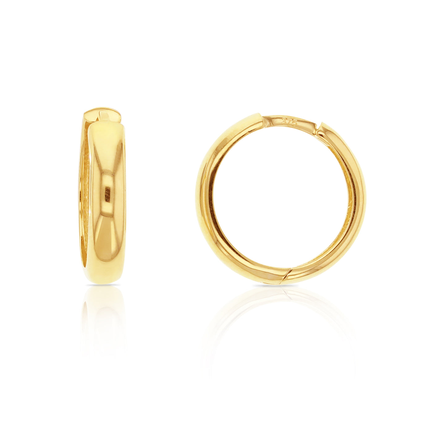 9ct yellow Gold domed huggie earrings.