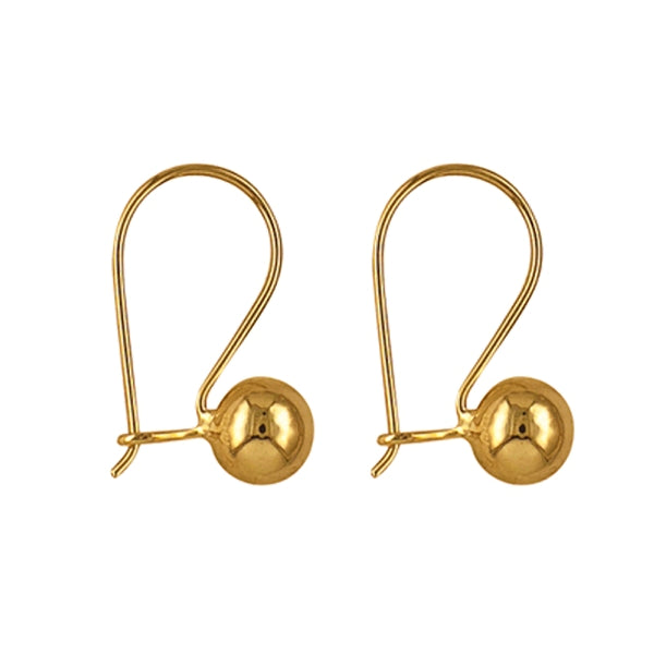9ct Yellow Gold Small Euro Ball Earrings.