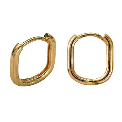 9ct Yellow Gold Rectangular Paper Clip Style Huggie Earrings.
