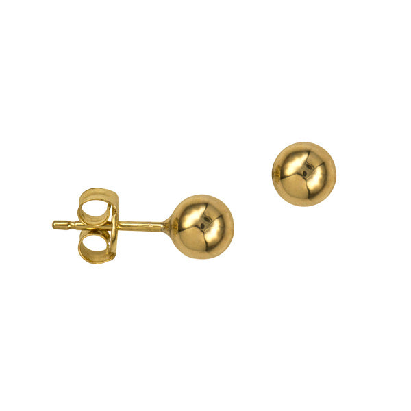 9ct Yellow Gold 5mm Ball Stud Earrings.