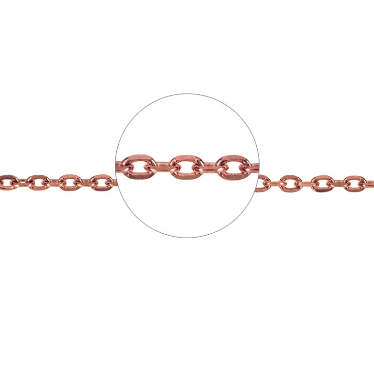 9ct Rose Gold 50cm Diamond Cut Cable Link Necklet Chain.