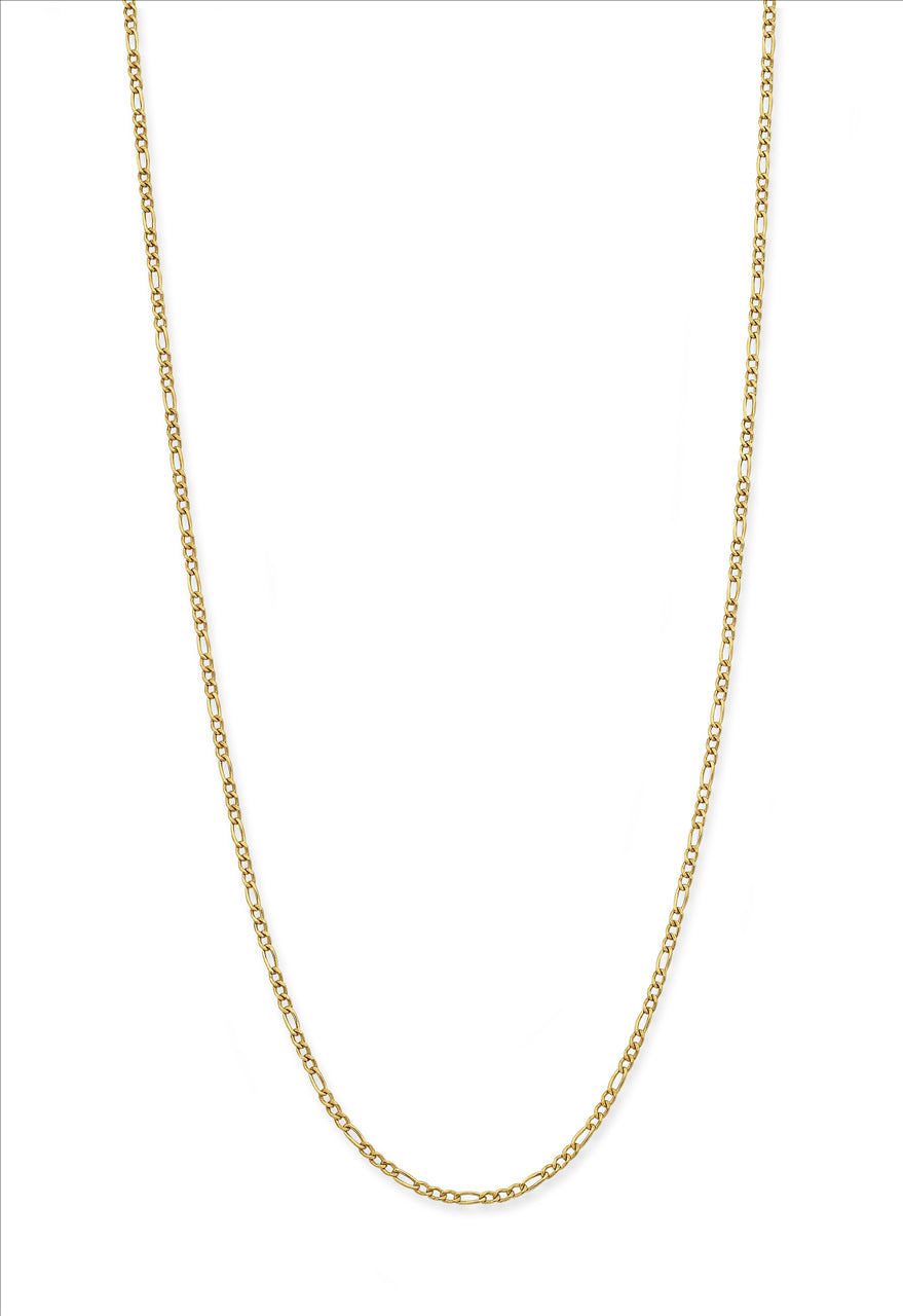 9ct Yellow Gold Silver Fill Adjustable Length Figaro 1+1 Necklace 40cm to 50cm