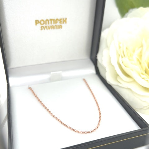 9ct Rose Gold Oval Belcher Chain - 60cm.