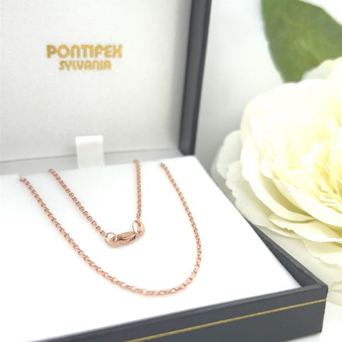 9ct Rose Gold Oval Belcher Chain - 60cm.