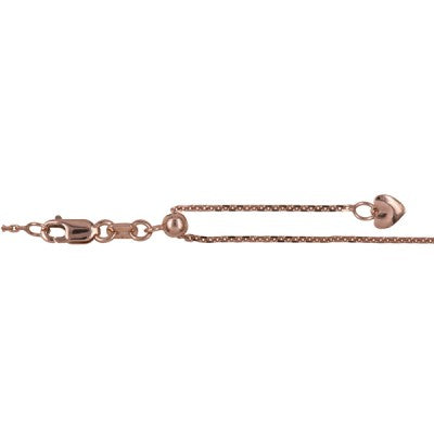 9ct Rose Gold Cable Necklace Adjustable Length - 58cm.