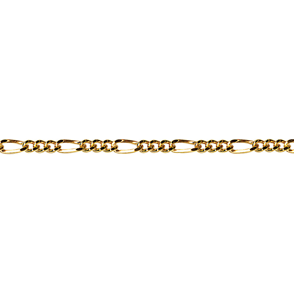 9ct Yellow Gold solid Figaro Link Necklace - 50cm.