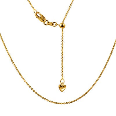 Adjustable Length 9ct Yellow Gold Necklace.
