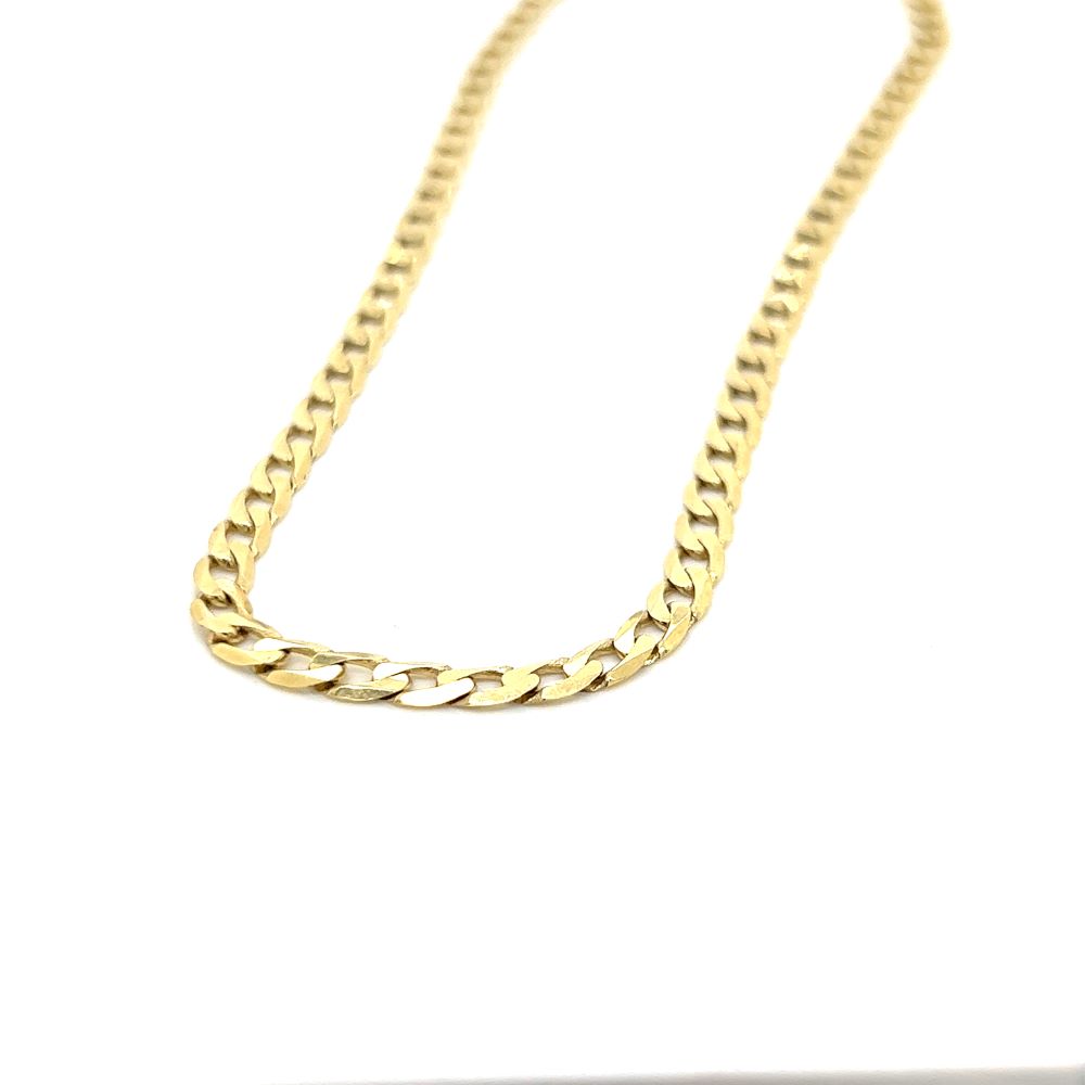 9ct Yellow Gold Bevel Curb Link Chain - 50cm.