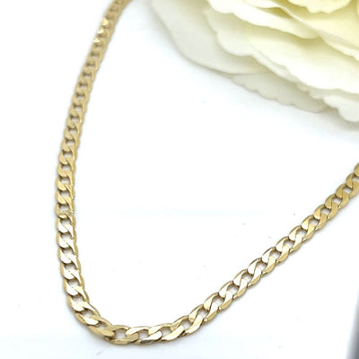 9ct Yellow Gold Bevel Curb Link Chain - 50cm.