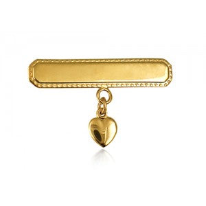 9ct Yellow Gold Baby Brooch with Hanging Heart