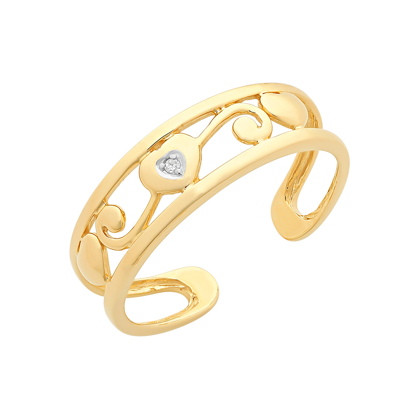 9ct Gold Diamond Heart Toe Ring.