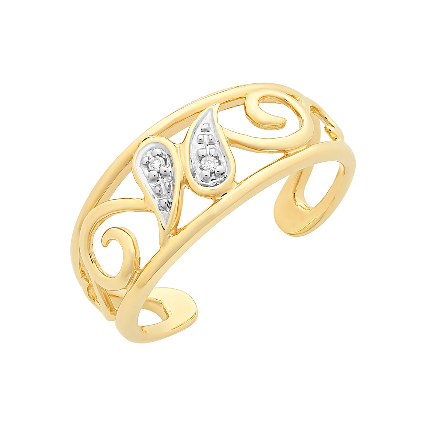 9ct Gold Filigree Diamond Toe Ring.