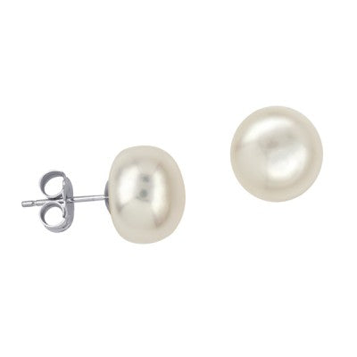 Sterling Silvef White Pearl Stud Earrings