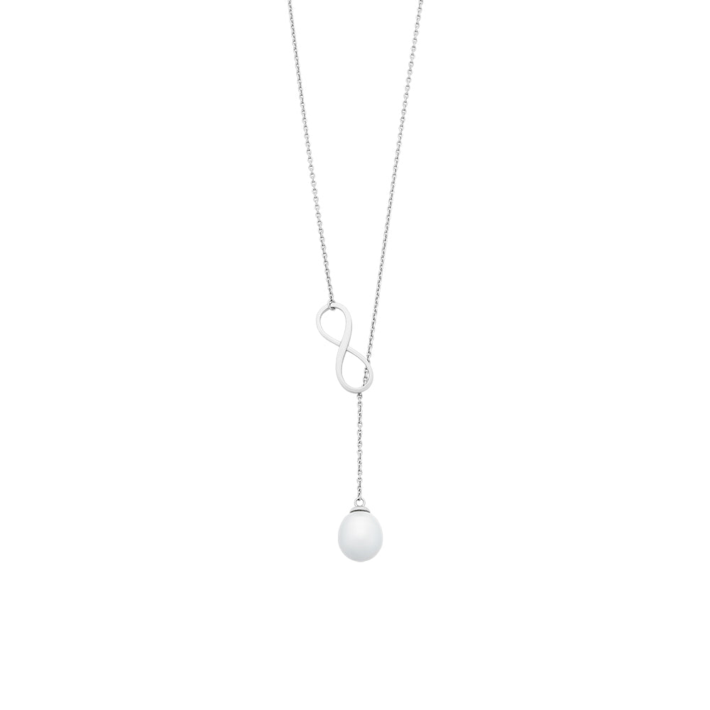 Sterling Silver Pearl Infinity Style Necklace.