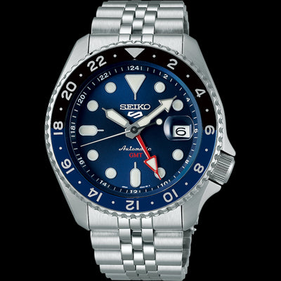 Seiko Men's 5 Sports Automatic Watch with Navy Blue Dial.