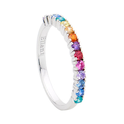 Sterling Silver Rainbow Cubic Zirconia Band