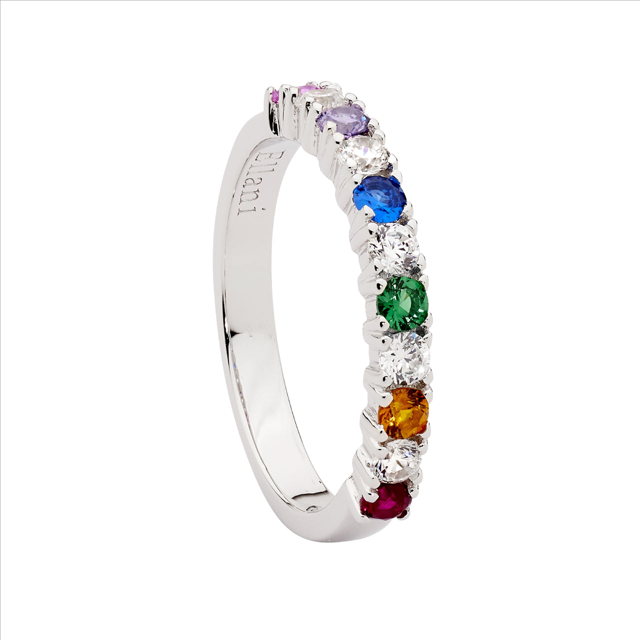 Multi Coloured CZ Dress Ring Sterling Silver.
