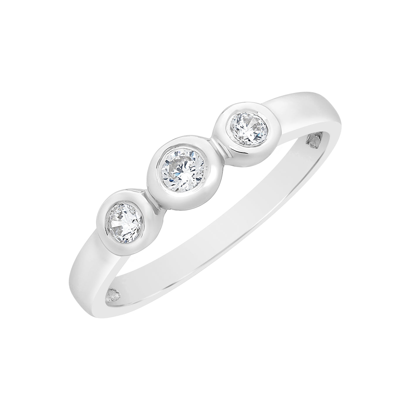 Sterling Silver Trilogy Cubic Zirconia Dress Ring.