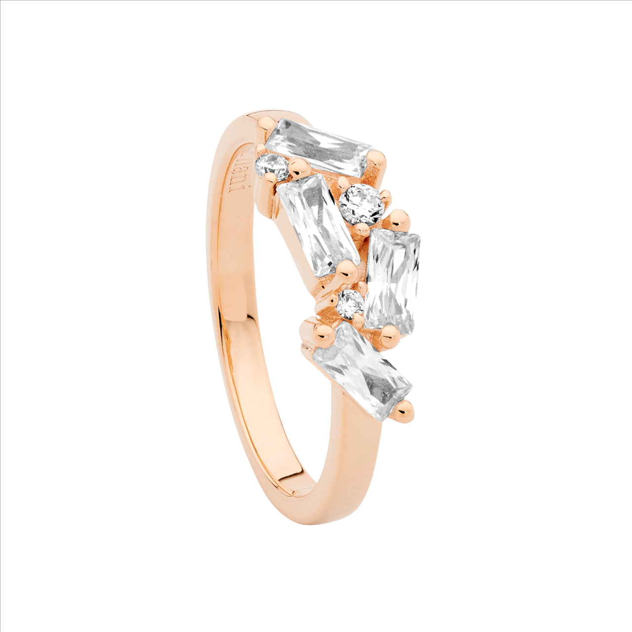 Staggered Cubic Zirconia Dress Ring - Rose Gold.