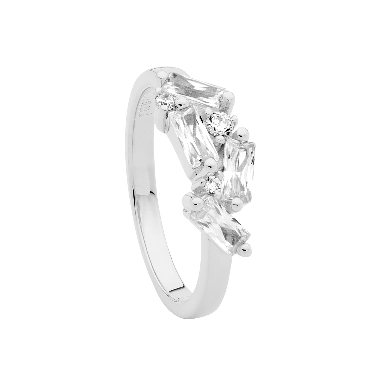 Staggered Cubic Zirconia Dress Ring - Sterling Silver.