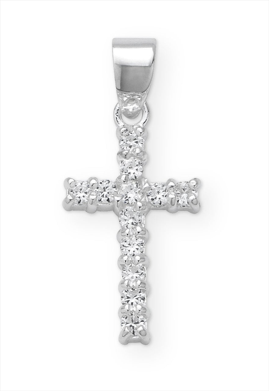 Sterling Silver Cubic zirconia Cross Pendant & Chain