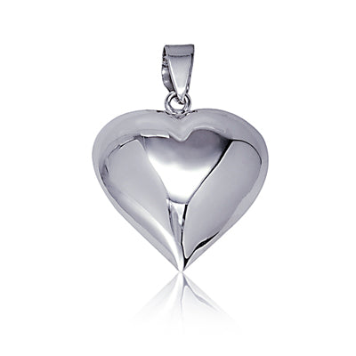 Sterling Silver 18mm Plain Puff Heart Pendant