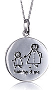 Sterling Silver Mummy & Me Girl Pendant & Chain