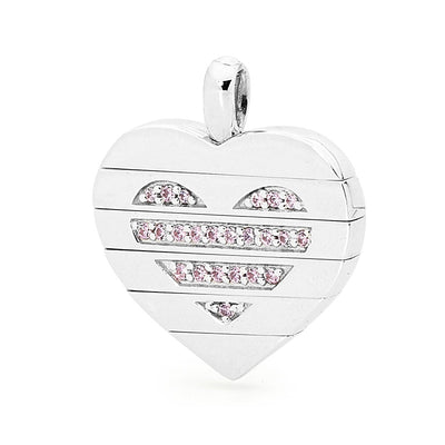 Sterling Silver Spinning Heart Pendant set with Pink Zirconia