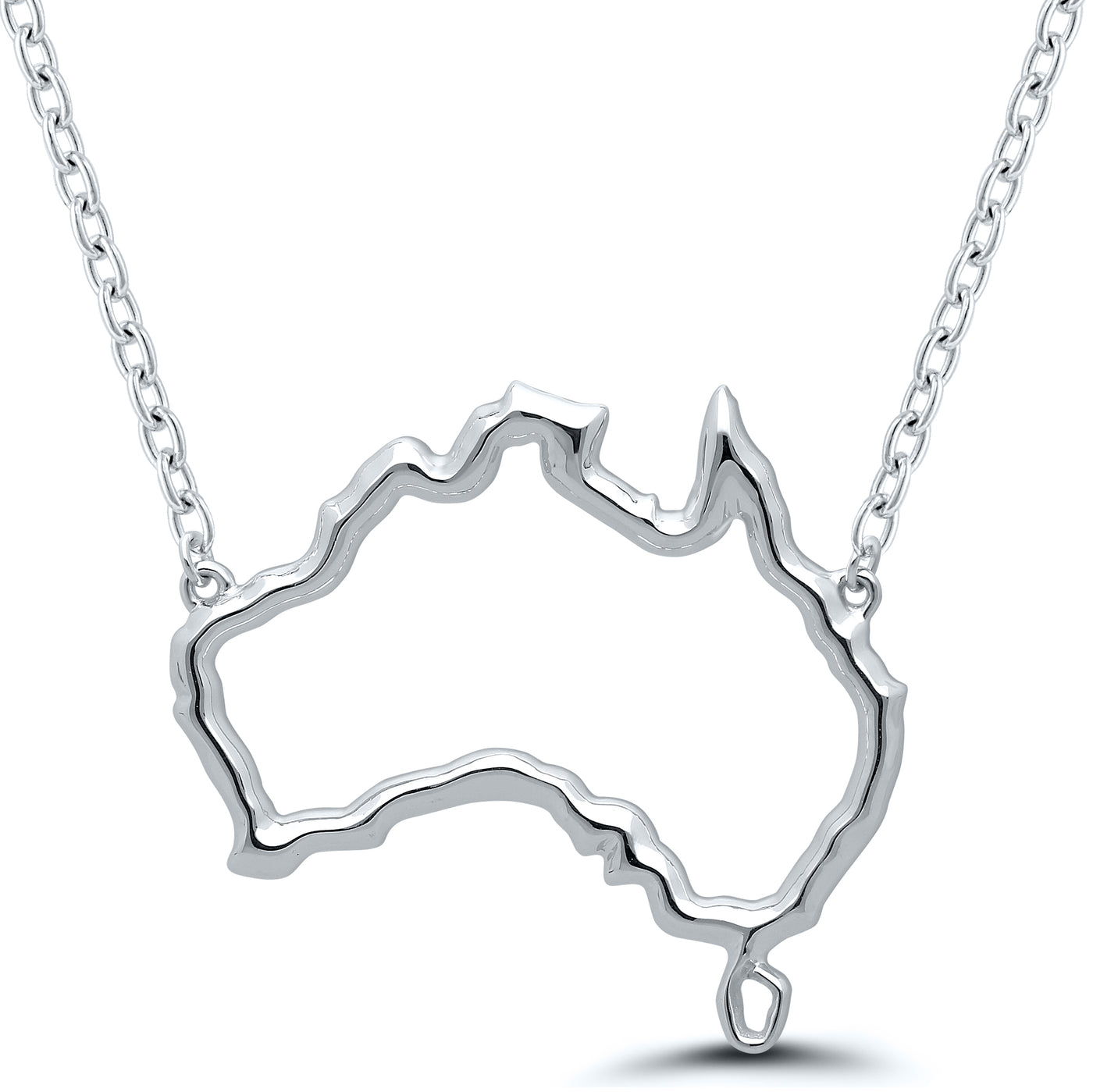 Sterling Silver Map of Australia Pendant & Chain.