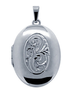 Sterling Silver Oval Hand Engraved Locket