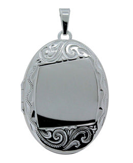 Sterling Silver Oval Hand Engraved Locket