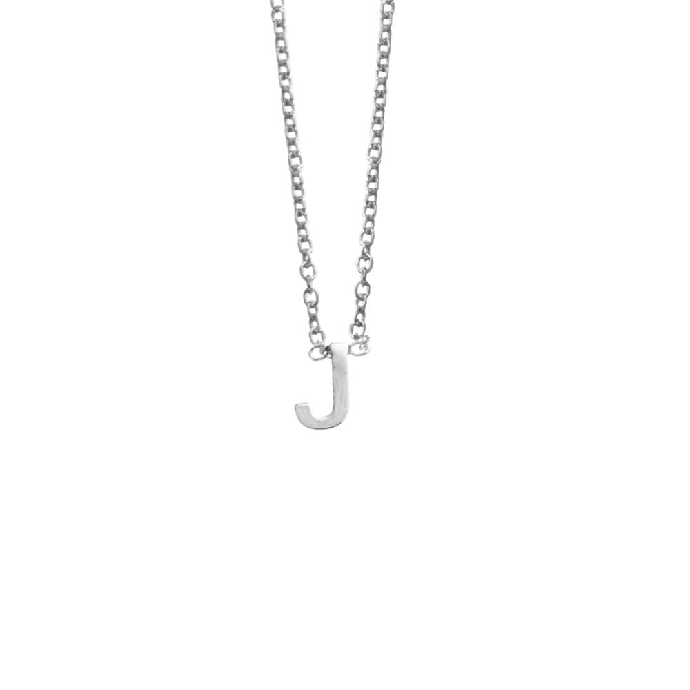 Sterling Silver Petite Initial J Necklace.