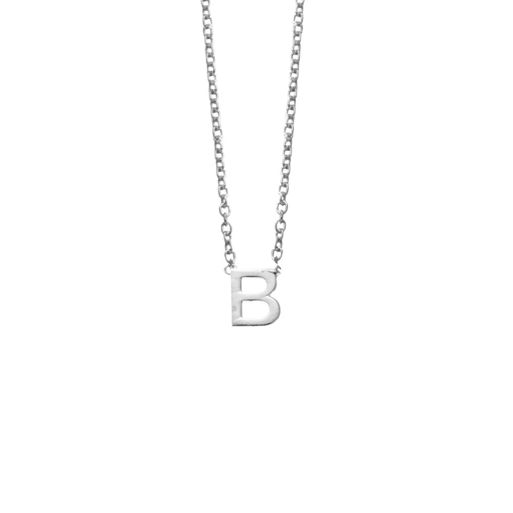 Sterling Silver Petite Initial B Necklace.