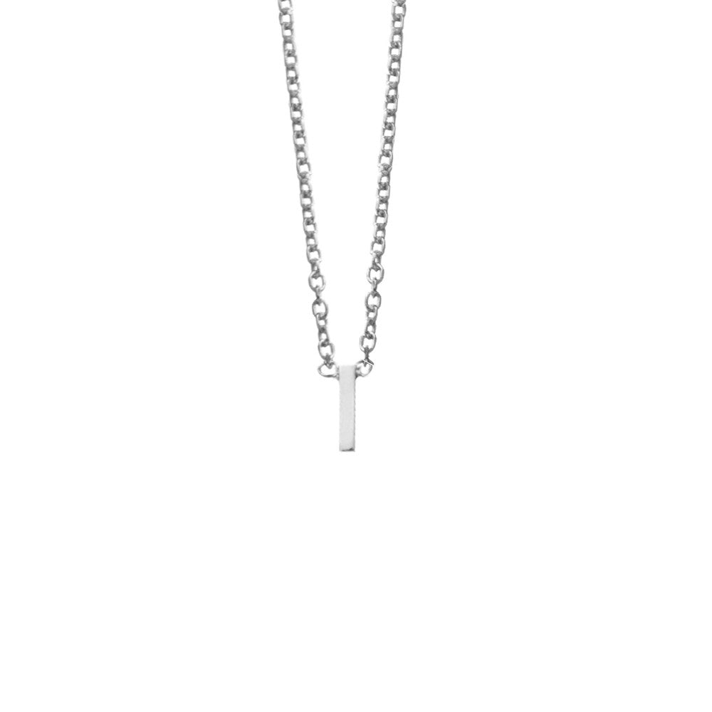 Sterling Silver Petite Initial I Necklace.