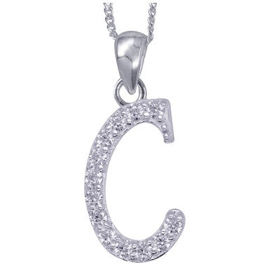 Sterling Silver Script Initial C Necklace.
