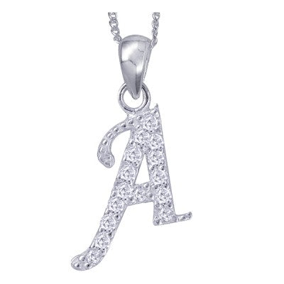 Sterling Silver Script Initial A Necklace.