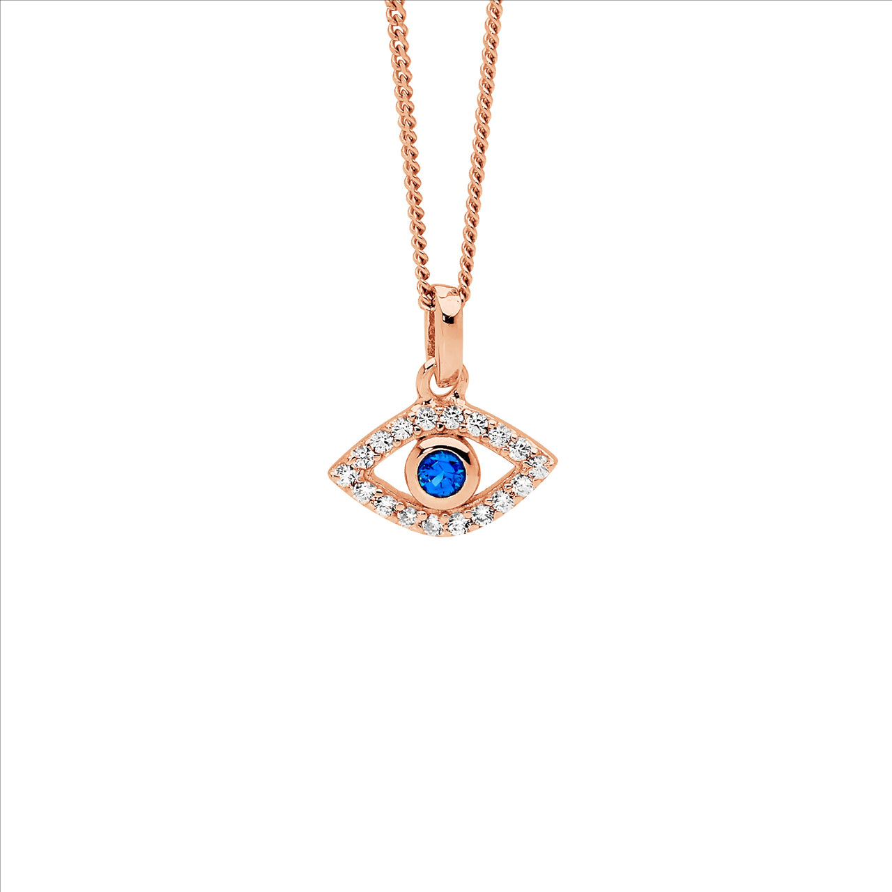 Rose Gold Evil Eye Necklace.