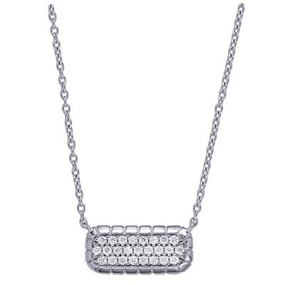 Sterling Silver Rounded CZ Bar necklace.