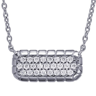 Sterling Silver Rounded CZ Bar necklace.