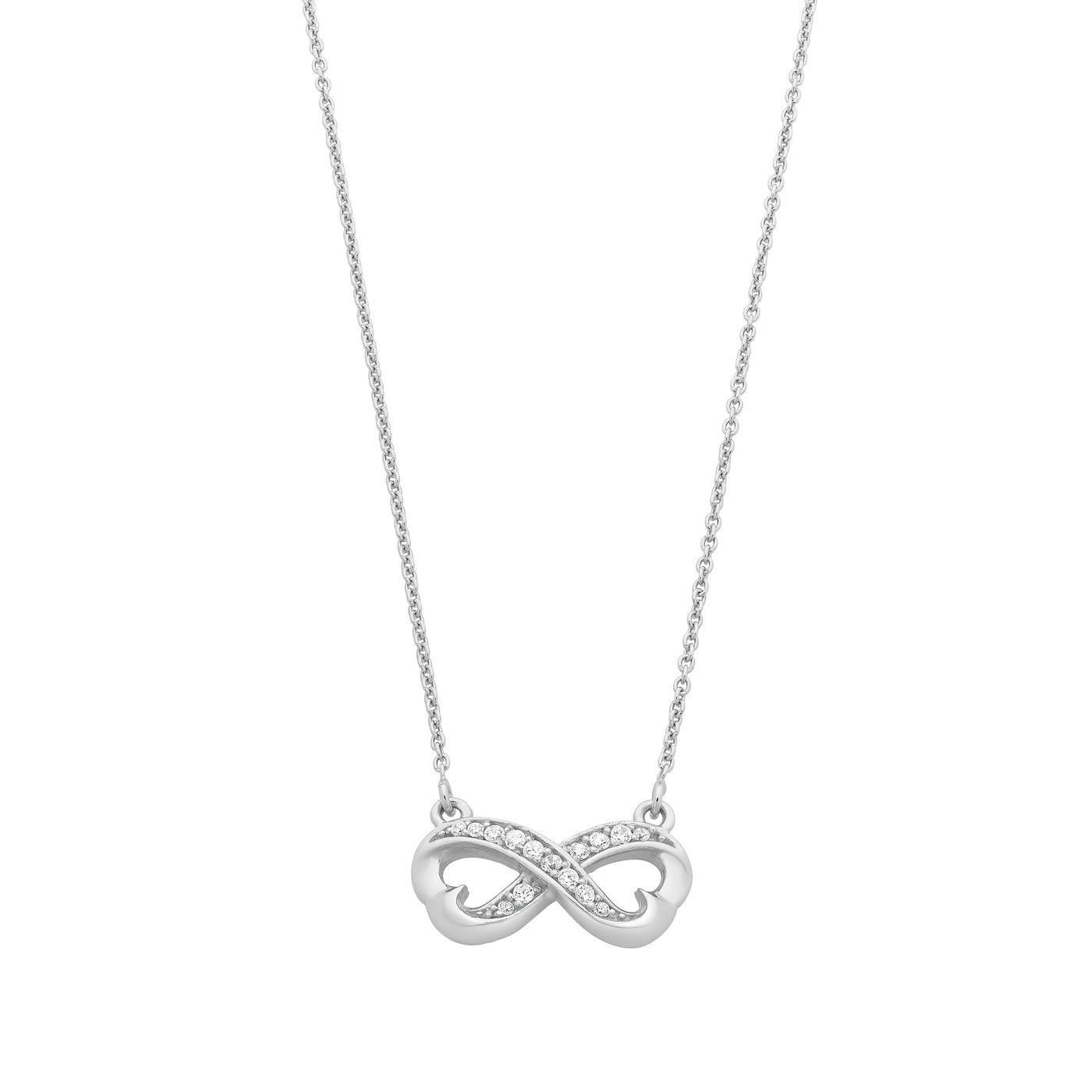 Sterling Silver Cubic zirconia Infinity Necklace.
